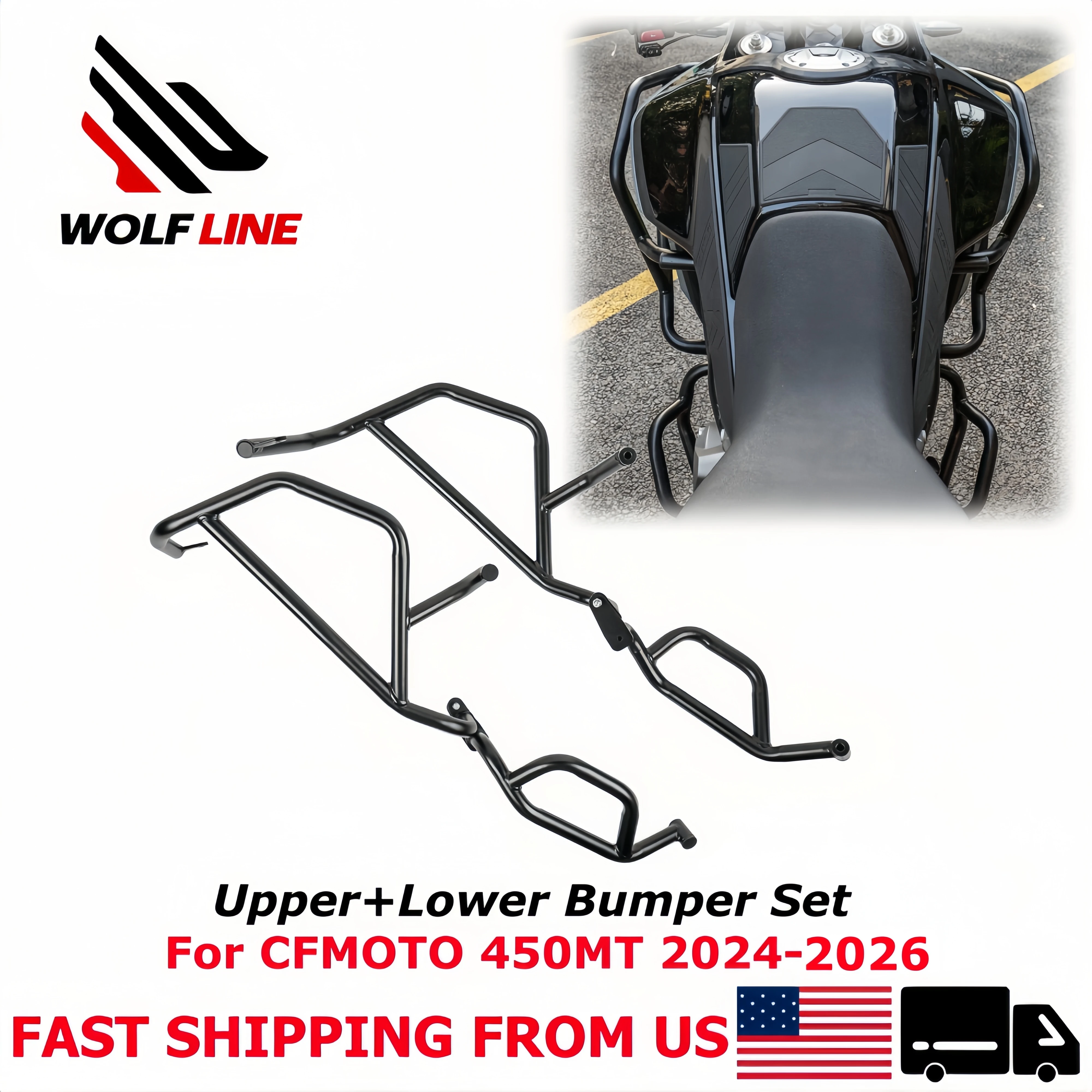 WOLFLINE for Cf Moto 450MT Crash Bars Engine Guard Bumper for CFMOTO M