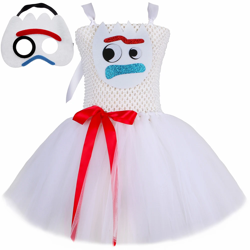 

Girls White Cartoon Toy Forky Tutu Dress Clothes Cosplay Anime Halloween Costume for Kids Vestidos Carnival Party Princess Dress