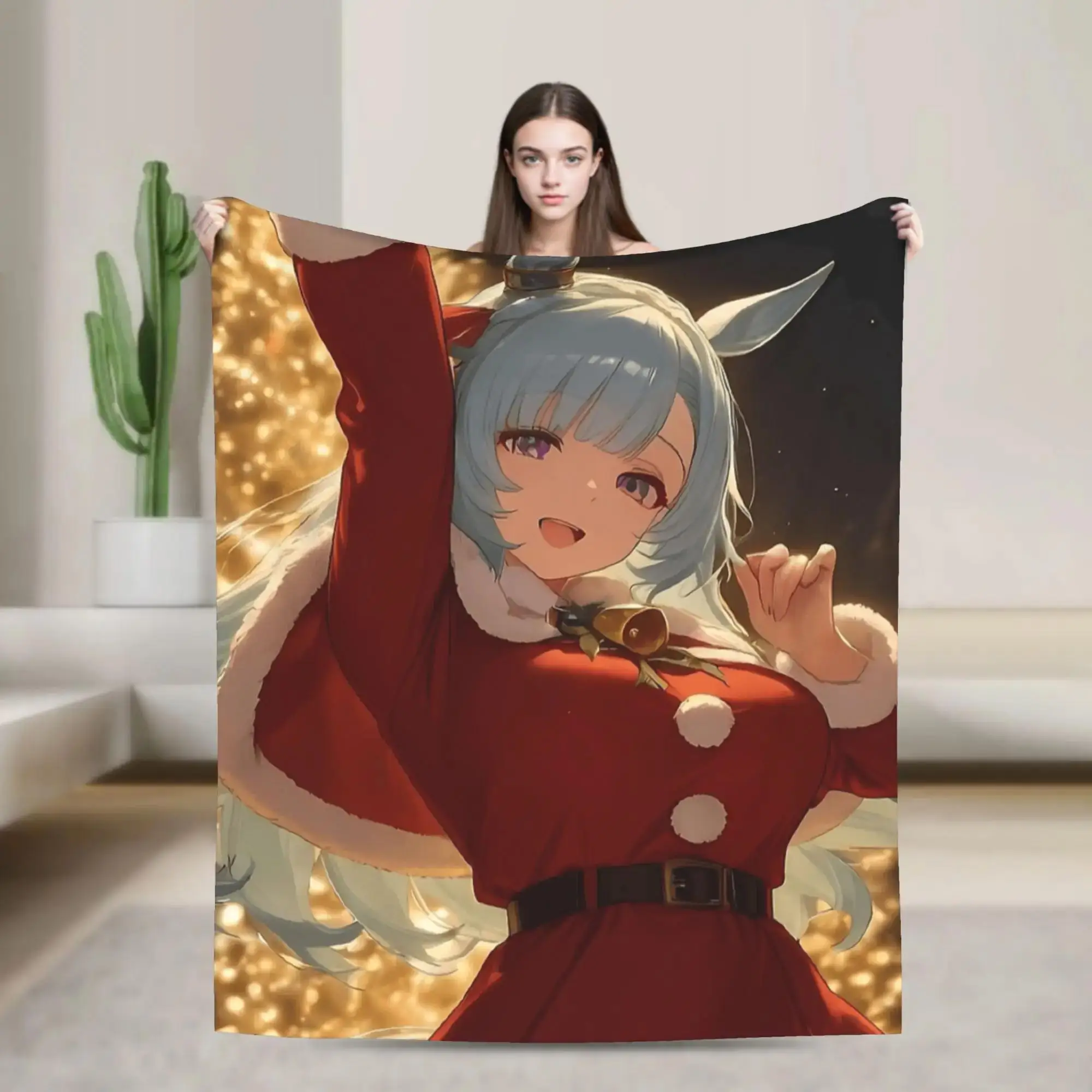 

Плюшевый фланелевый плед Mejiro Ardan Merry Christmas Glow Uma Musume Pretty Derby для детей, для улицы, с дизайном покрывала