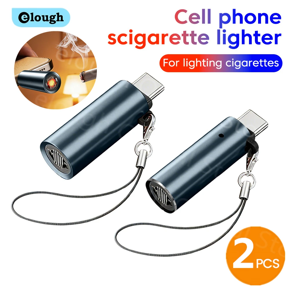 Typ-C Mini Tragbarer Zigarettenanzünder mit Luftblasfunktion, Sicherer USB-C Feuerzeugadapter für iPhone 17 Samsung