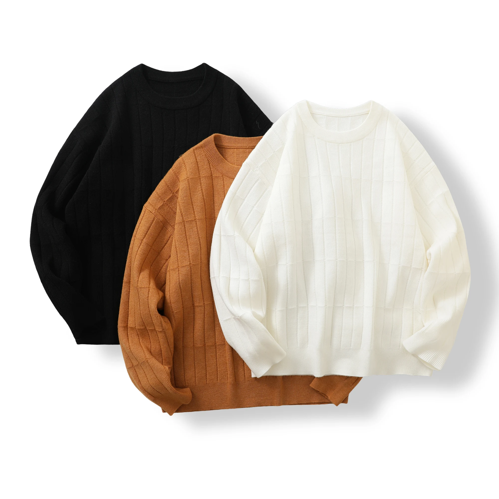 

Мужской вязаный удобный круглый свитер Trade King, однотонный, приятный для кожи, с текстурой бамбука, осень-зима, теплый длинный све