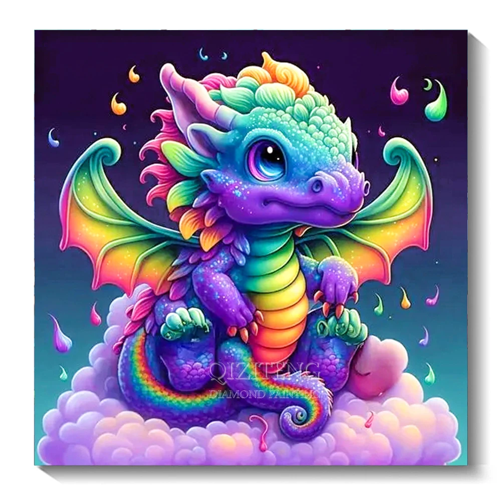 DIY Diamond Painting Cute Dragon Baby Full Diamond Mosaic Cartoon Animal Cross Stitch Handicrafts Rhinestones Decor Kids Gift