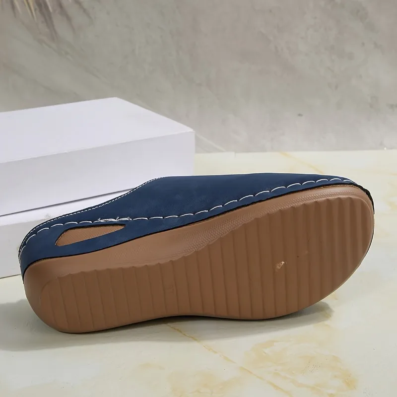 

High Quality Classic Retro Baotou Slippers Fashionable Hollow Design Wedge Slippers Comfortable Outdoor Shoes Zapatos De Mujer