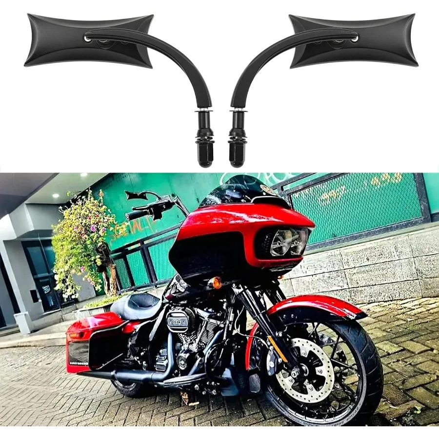 

Black Motorcycle Rectangle Rearview Mirrors Compatible with Harley Dyna Softail Sportster Road King Glide Touring Honda Suzuki C