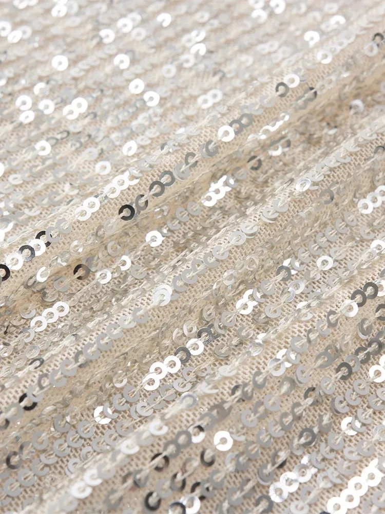 Summer New Women Ankle Length Long Straight Skirt High Waist Bling Bling Shiny Sequined Party Skirts Casual Lady Slim Fit Skirt