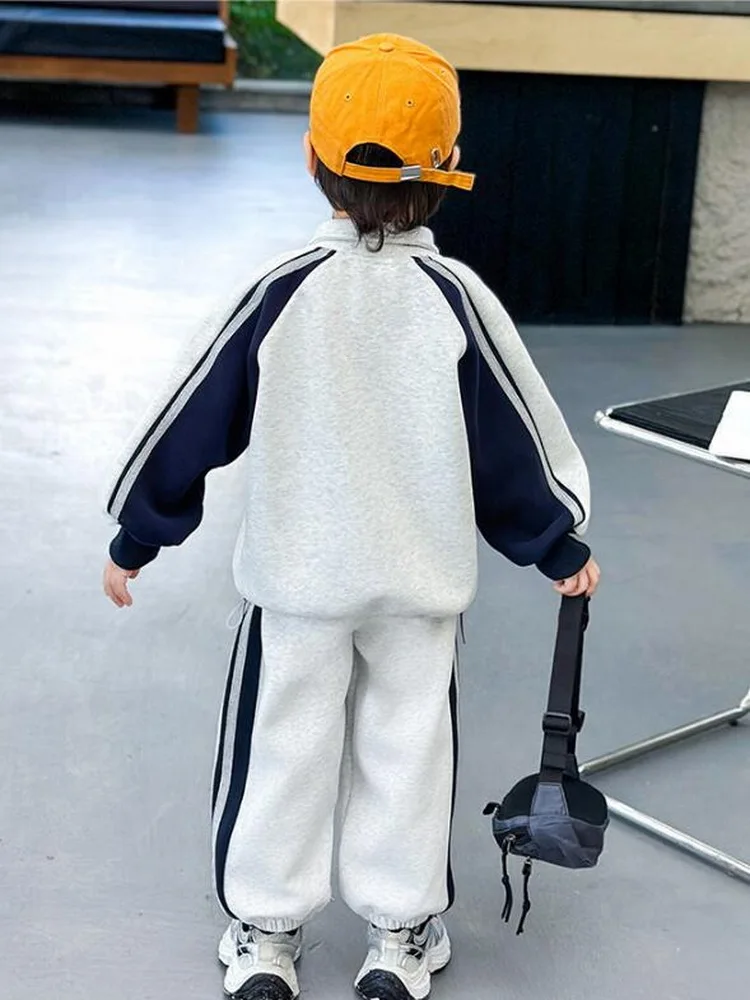 Child Outfit Spring Autumn Children Age 2-10Years Girls boy Set Patchwork Sweatshirt+Pants 2pcs Suit Leisure Kids Tracksuits