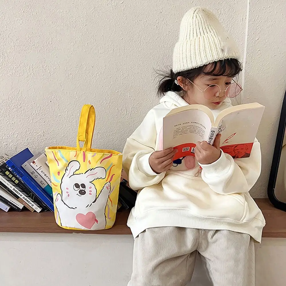 

Panda Cartoon Canvas Bucket Bag Cartoon Girl Strawberry Rabbit Print Handbag Storage Bag Cat Canvas Cat Shoulder Bag Shopping