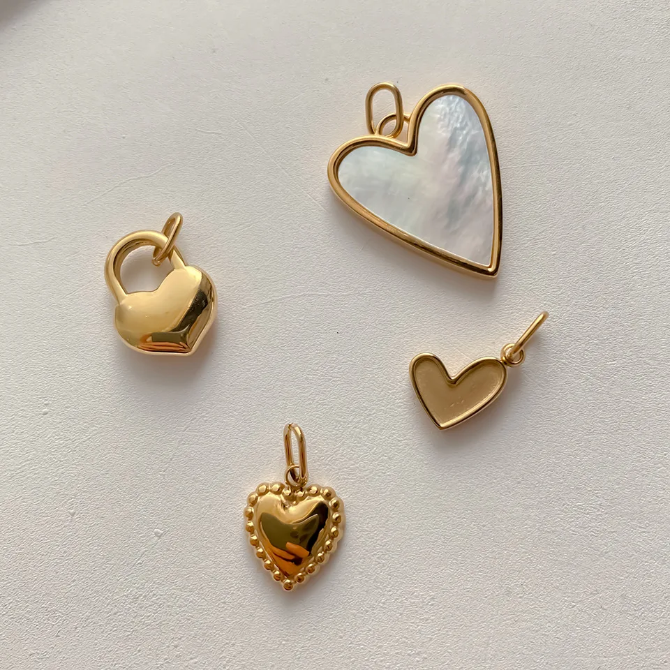 St-Delan Minimalist Heart Shape Pendants Shell Inlaid Stainless Steel DIY Bracelet Necklace Accessories Fashion Bulk Wholesale