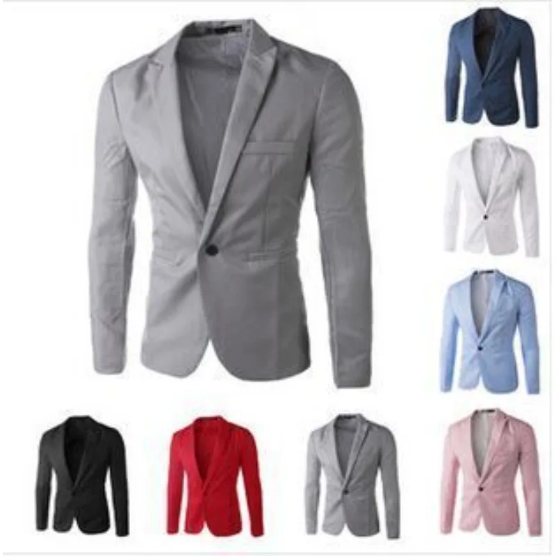 

New Men Korean Style Slim Blazer Casual Suit Jacket Trendy Fashion