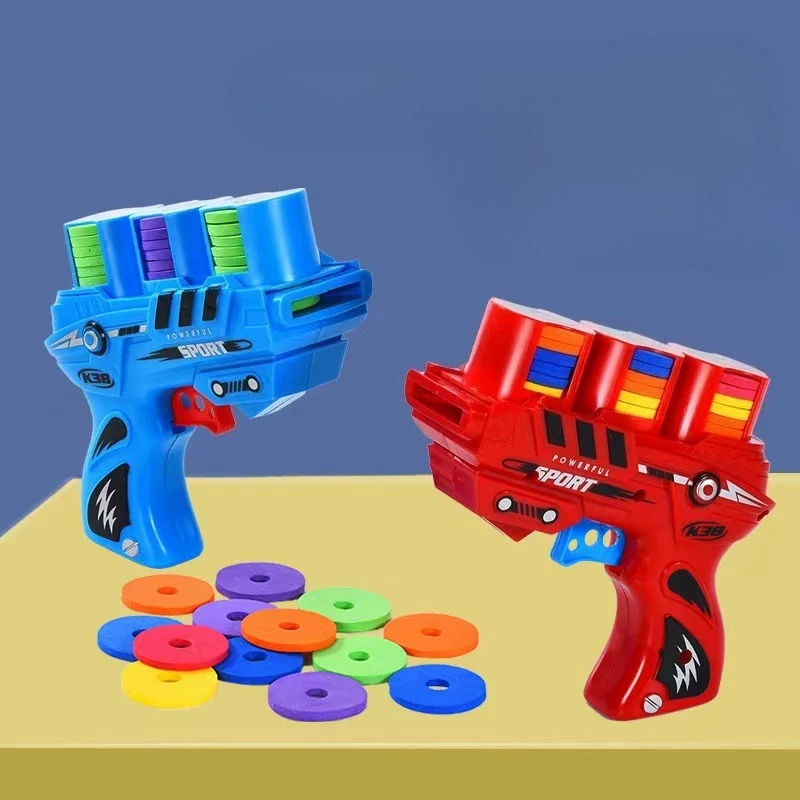 Leuk speelgoed voor kinderen Vliegende schotel Geweren Uitwerpen Vliegende schijf 50 EVA Zachte kogels Speelgoedpistool Buitenspellen voor kinderen Interactief sportspeelgoed