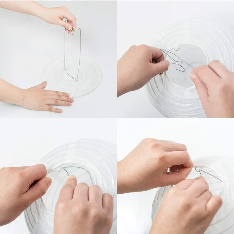 중추절과 봄 축제를 위한 흰색 종이 등불, 접이식 수제 원형 종이 등불 축제 소품