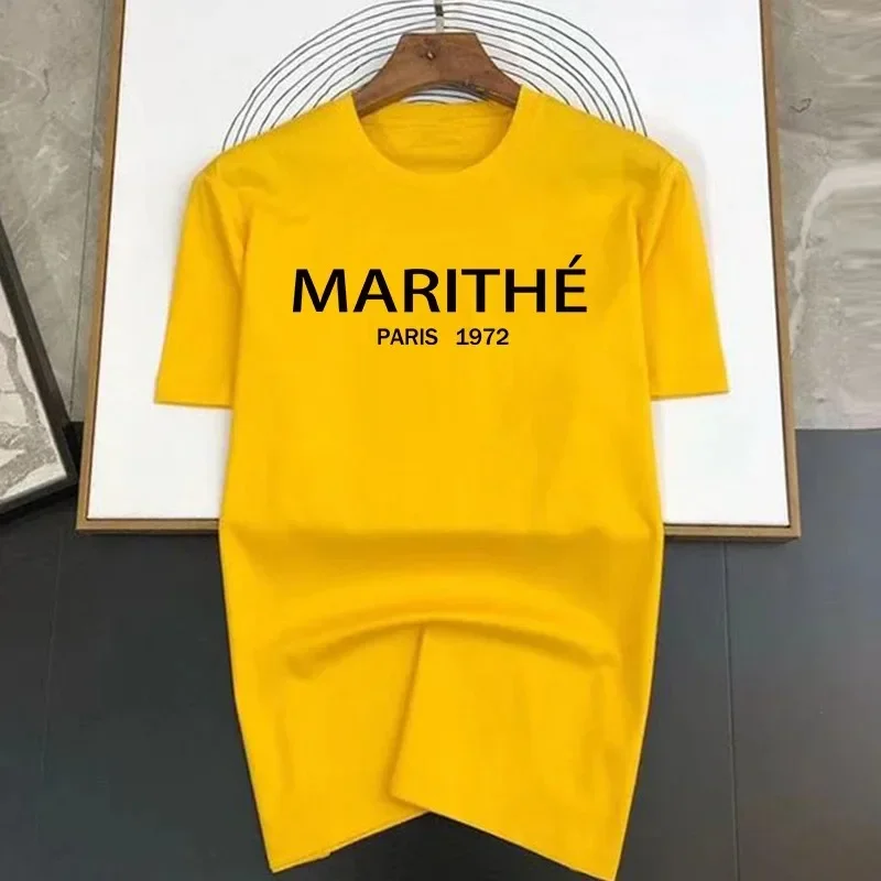 2024 Tops Summer Short Sleeve Fashion T-shirt 100% Cotton Luxury Brand MARITHE letter print woman New T Shirt Men Mans Tshirt