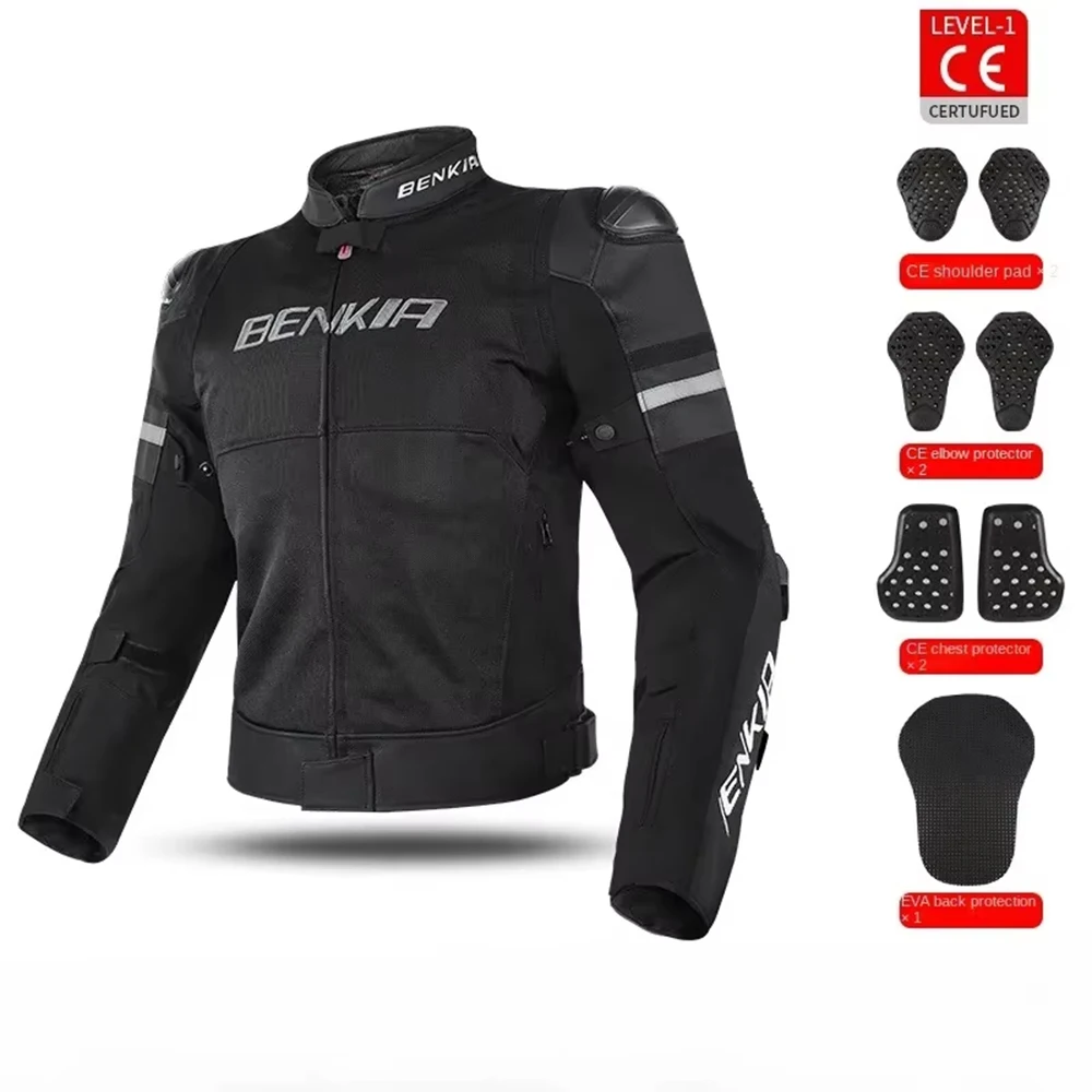 Motorcycle Jacket Mesh Breathable CE Grade Anti Fall Leather Splicing Jacket Motorcycle Accessories Shock Absorption