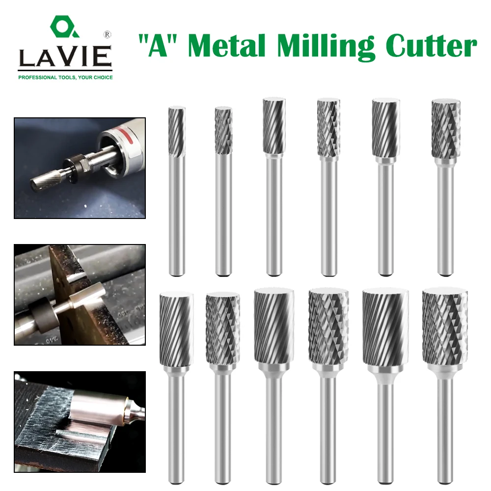 Tungsten Steel Grinder Carbide Rotary File Cilíndrico Ball End Fresa Metal Grinding Gravura Single Double Groove 1pc