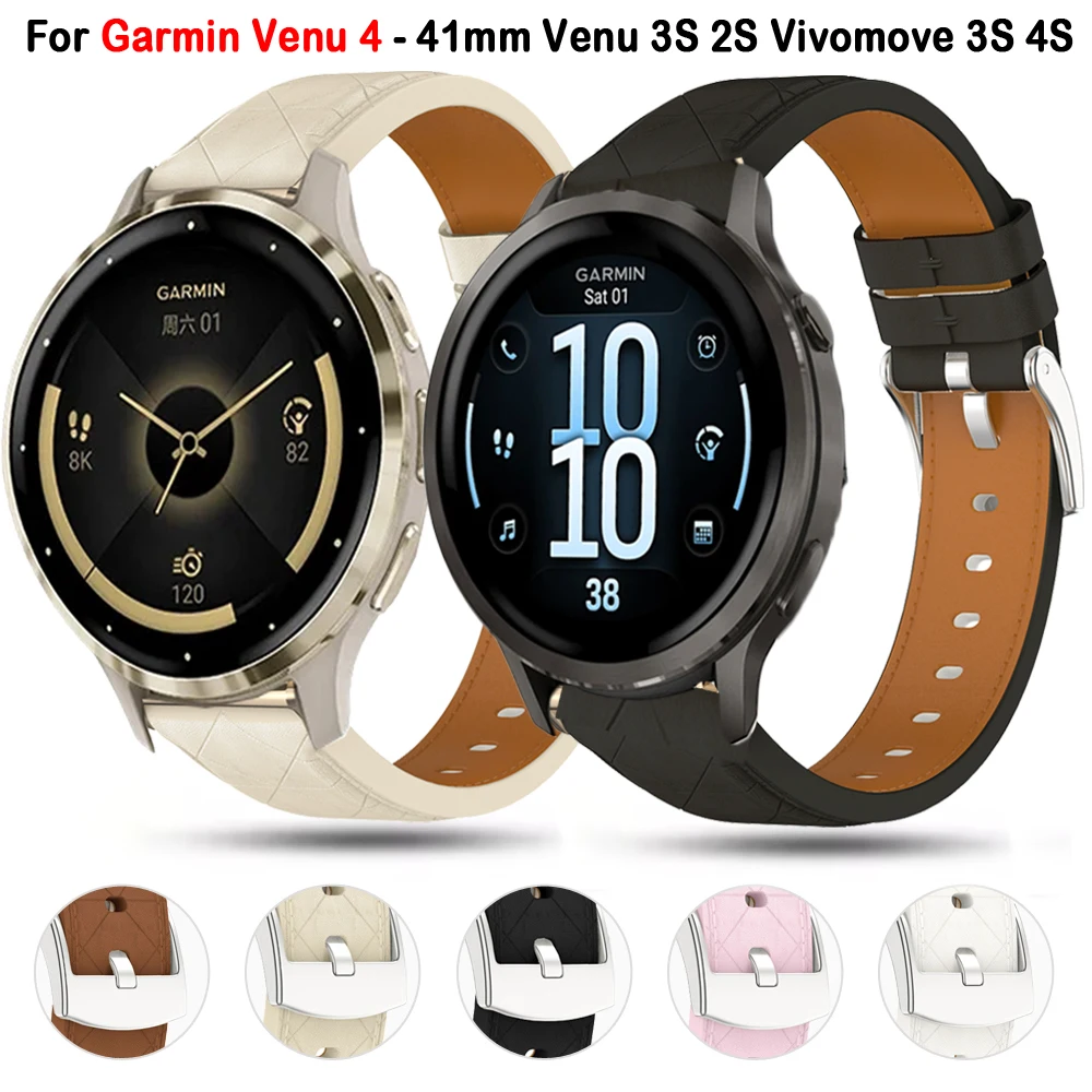 18mm Women Leather Smart Watch Strap Wristband For Garmin Venu 4 41mm 3S 2S Vivoactive 4S Forerunner 265S 255S Bracelet Watchban
