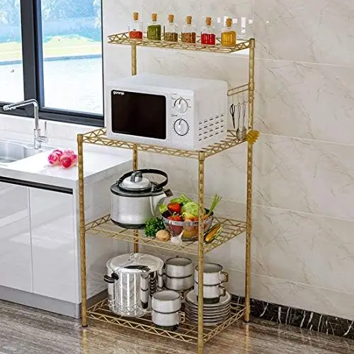 

4-Tier Microwave Bakers Wire Rack with Adjustable Shelf,Multifunctional Metal Rack Organizer Shelving Unit with ,22.8 * 13.8 *