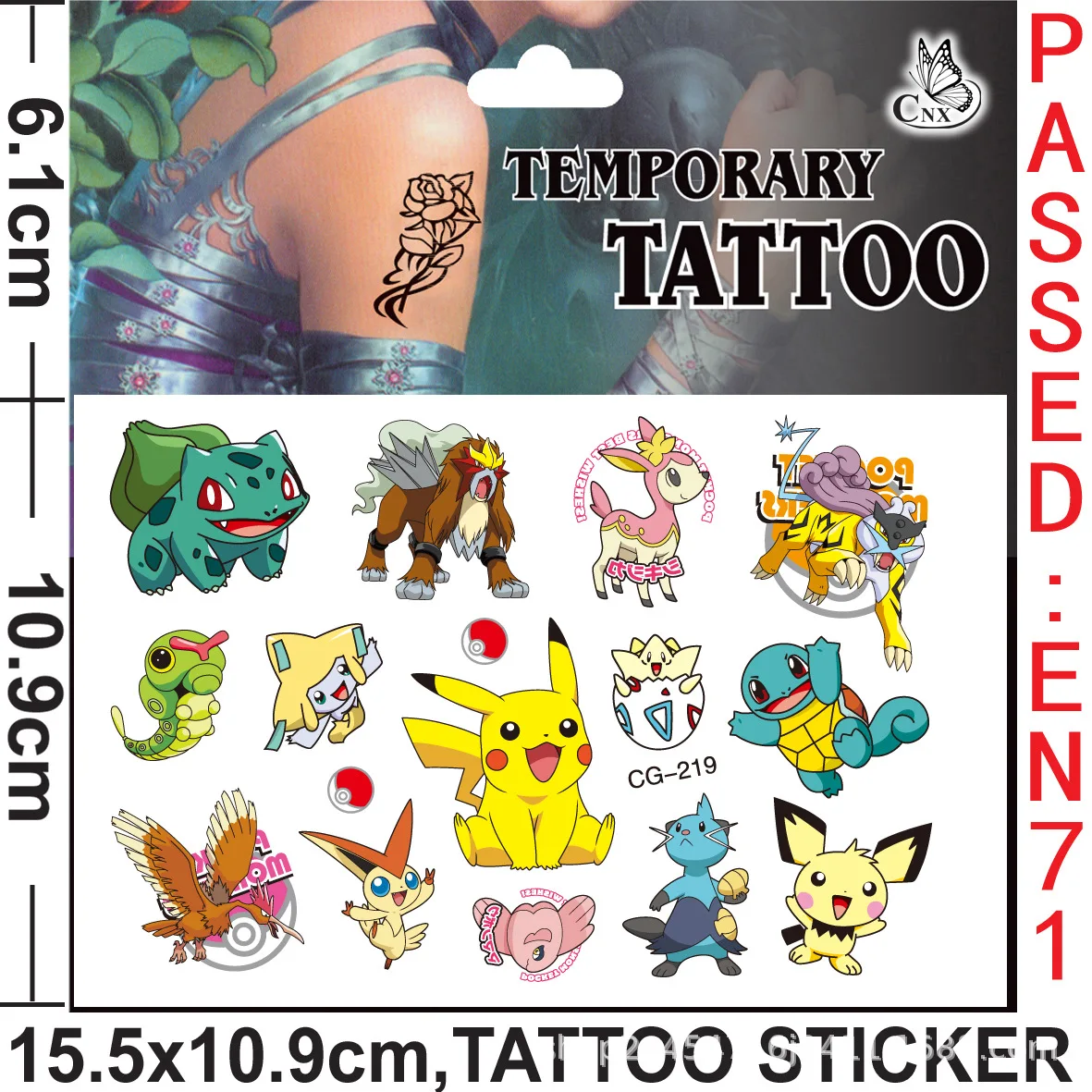 Losowo 2szt Pokémon Cartoon Anime Pikachu Naklejki z tatuażami Dzieci Tymczasowe tatuaże Body Art Cosplay Party Zabawki dla dzieci Prezenty