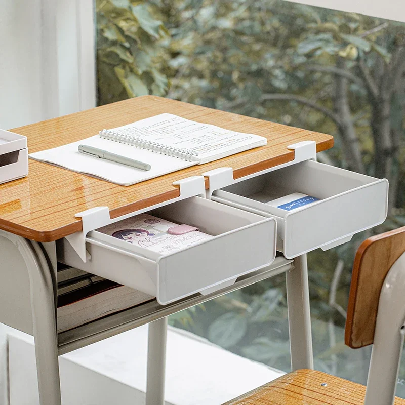 Non-punching hanging shelves, student desks, hidden stationery box, simple desktop organization drawer storage box