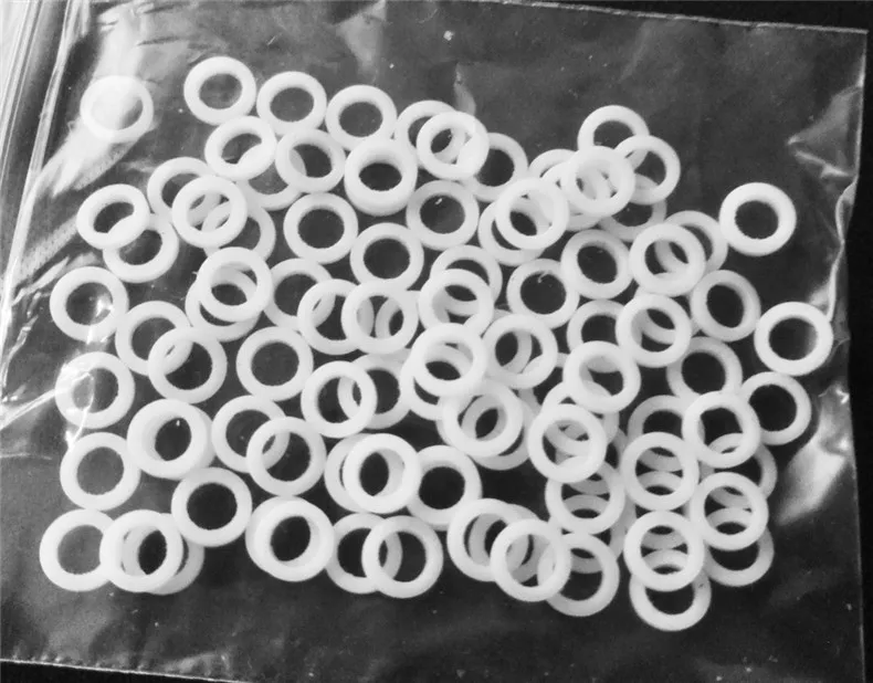 Maßgefertigte PTFE-Abstandshalter, 100 Stück, Innendurchmesser 1 mm - 2,5 mm, chemikalienbeständige Distanzstücke, reibungsarme Unterlegscheiben, antihaftbeschichtete Dichtung für Ventile – Detail 9