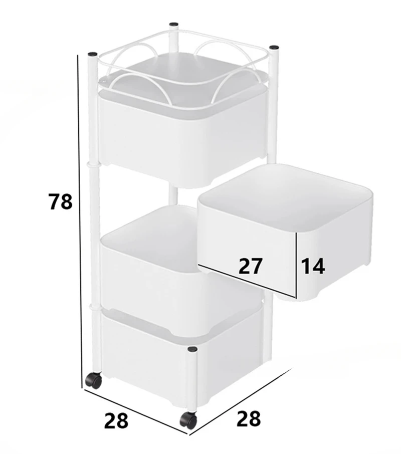 

Rotatable Kitchen Cart Furniture Storage Shelf Living Room Side Table multi-layer Storage Rack Trolley Rolling Storage Cart