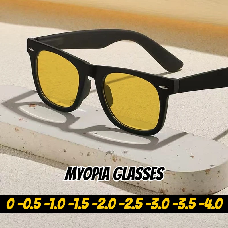 

Мужские классические очки для ночного видения с большой оправой, антибликовые, для вождения и езды, женские очки для близорукости -4.0