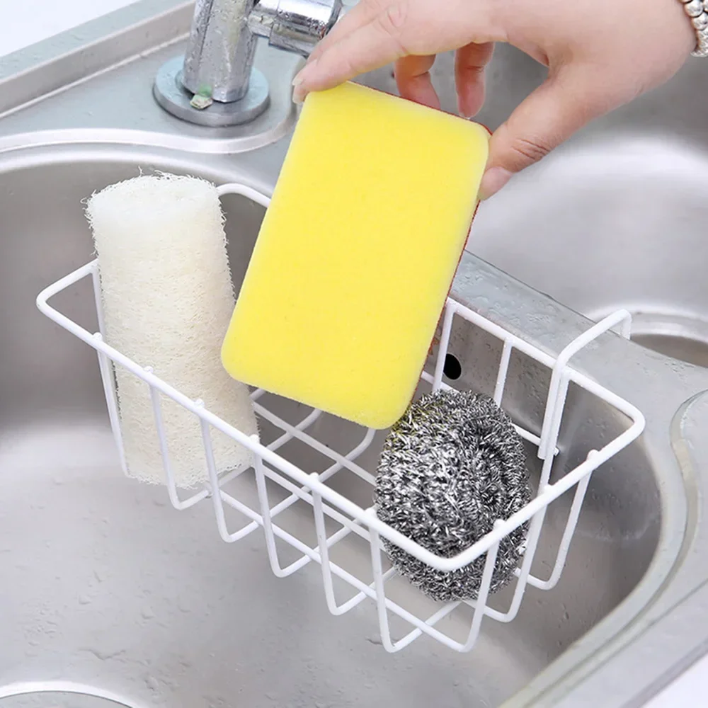 Home Sink Items Storage Wrought Iron Drain Storage Hanging Basket Rack Draining Shelf Frame Stand Kitchen Accessories