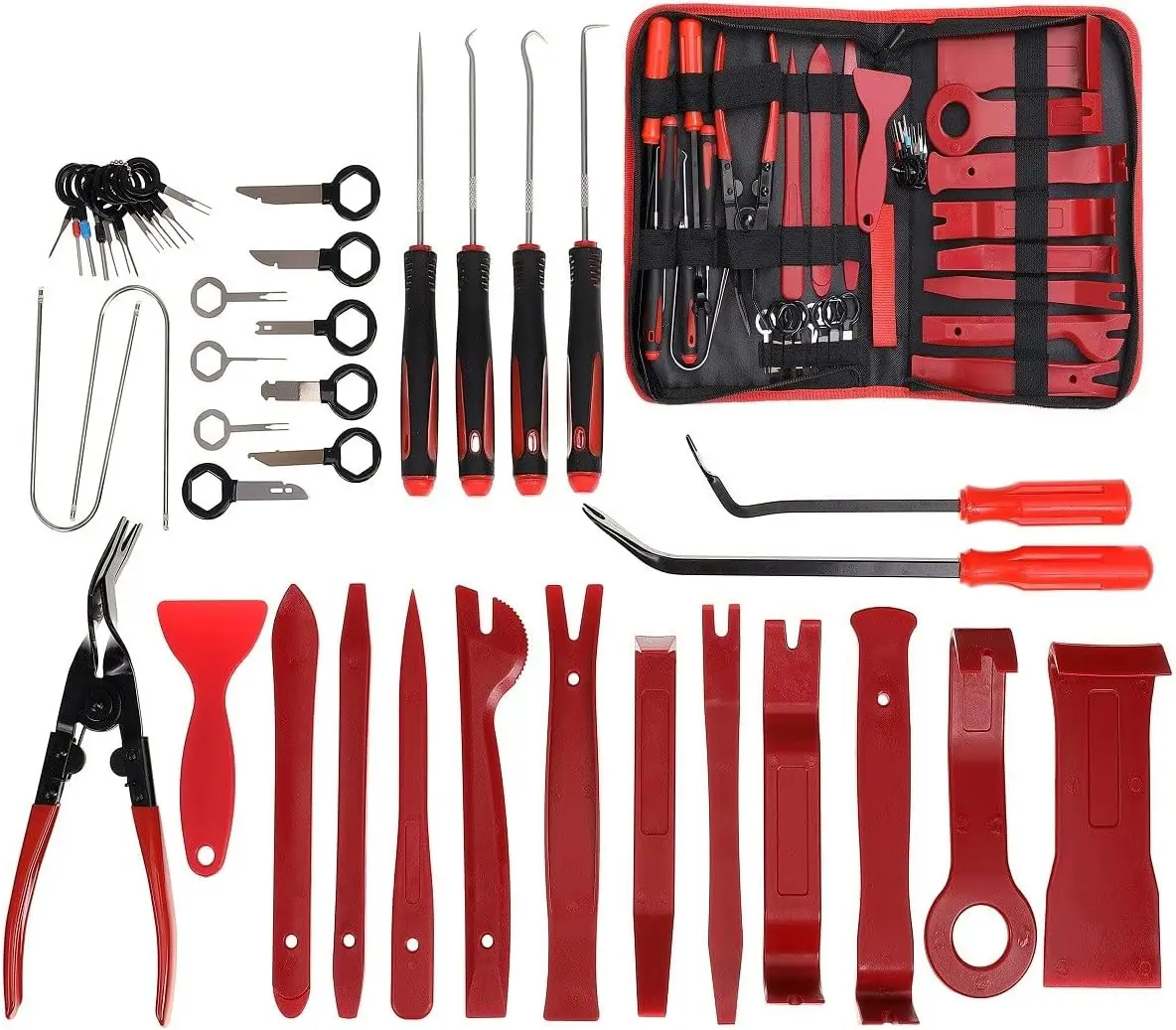 

41Pcs Auto Trim Removal Tool Set for Car Audio Dash Door Panel Window Molding, Clip Pliers Fastener Kit, Upholstery Repair with