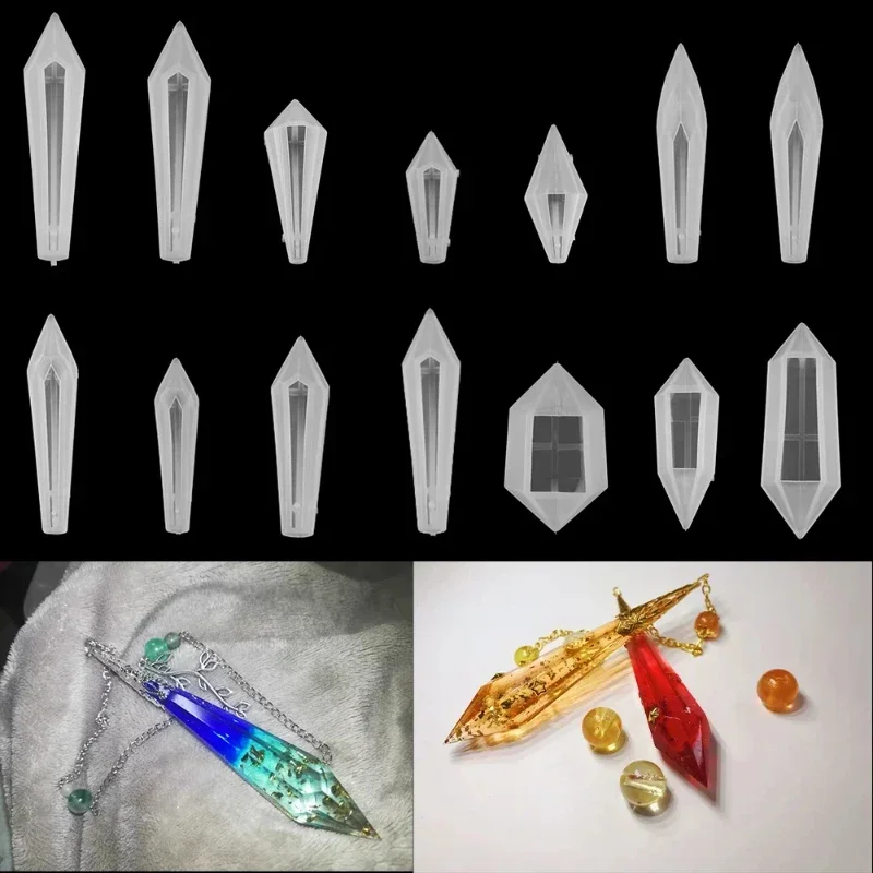 

2026 DIY Crystal Pendulum Epoxy Resin Molds Necklace Pendant UV Resin Transparent Silicone Mould For Jewelry Finding Making Tool