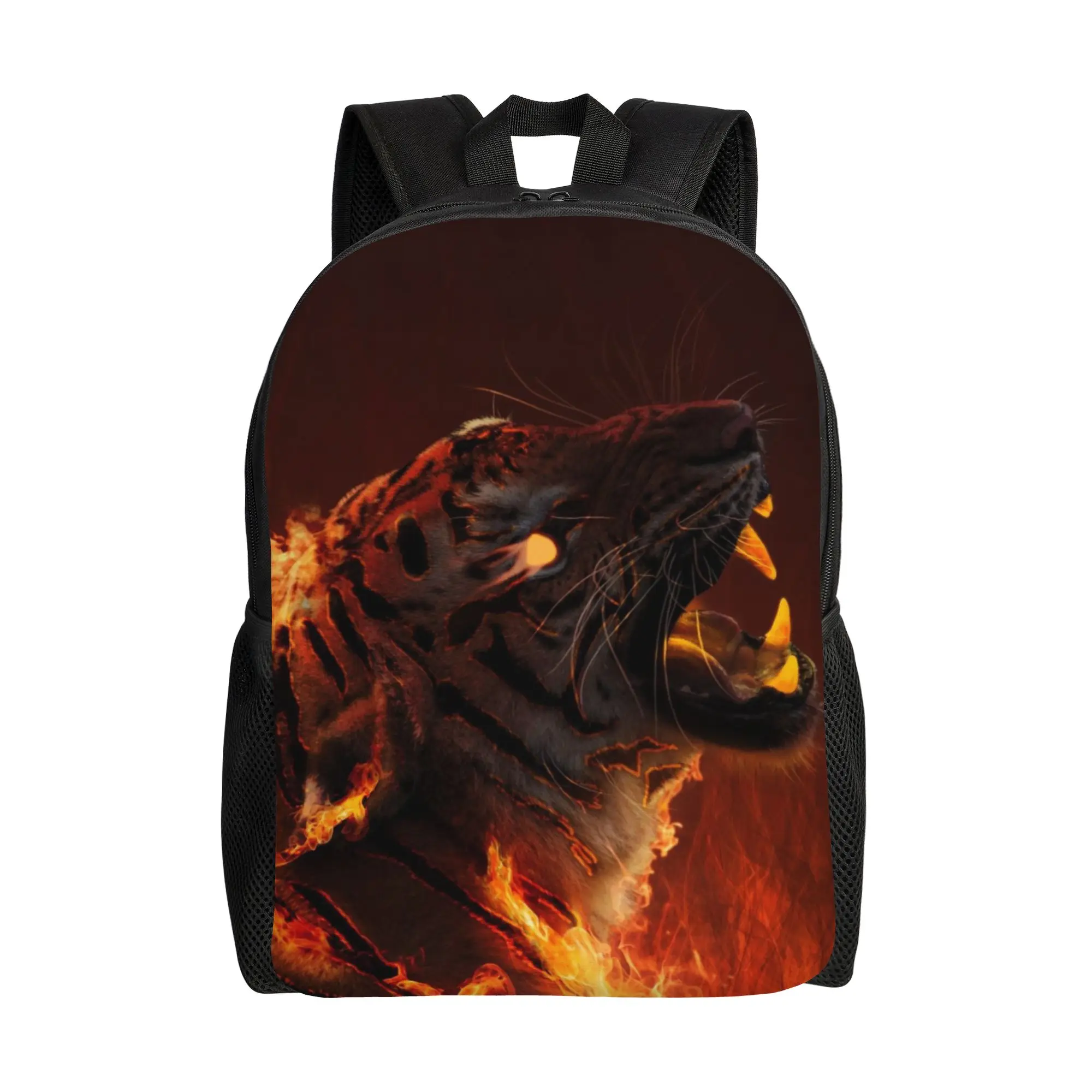 Storage Bag Back to school season Flaming Roaring Tiger Dark Art  Snack Storage Backpack