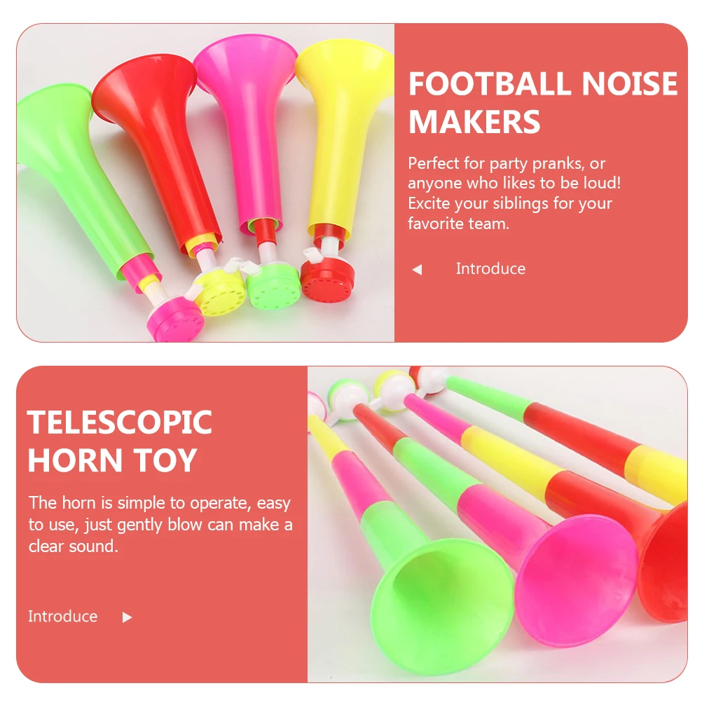 

4 Pcs Telescopic Horn Cheering Props Soccer Stadium Noise Maker Toy Puzzle Toddler Party Game Portable Plastic