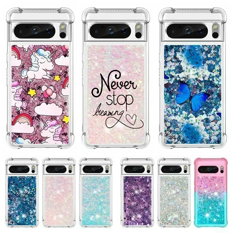 Pixel 7A Case For Google Pixel 7A Cover Painted Pattern Glitter Quicksand Liquid Cover for GooglePixel7A 8 Pro Phone Case Fundas
