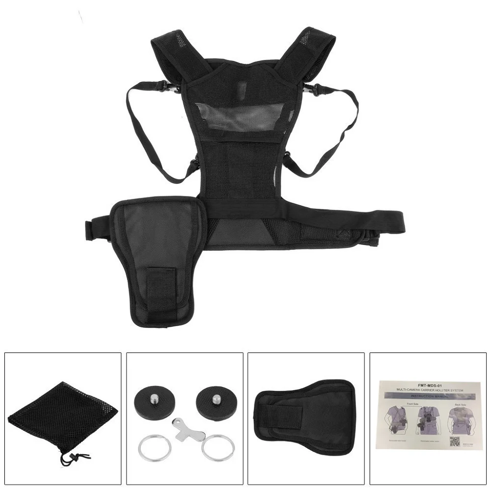 Mcoplus arnês de peito para câmera dupla/alça de ombro dupla para câmera canon 6d 5d2 5d3 nikon d800 d810 sony a7s a7r a7s2