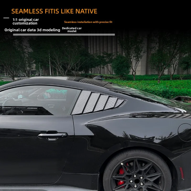 

Sporty Rear Quarter Window Louvers for 2024+ Ford Mustang MK7 Car Window Blinds Shades Blackout Covers Sticker Exterior