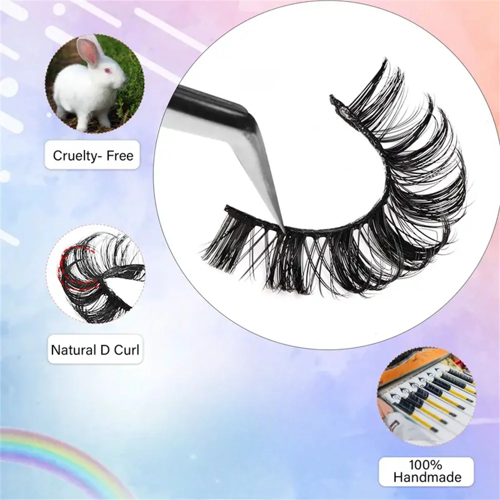 10 Pairs Russian Strip Lashes Fluffy Mink Lashes 3D False Eyelashes Russian Volume Eyelashes Fake Eyelashes