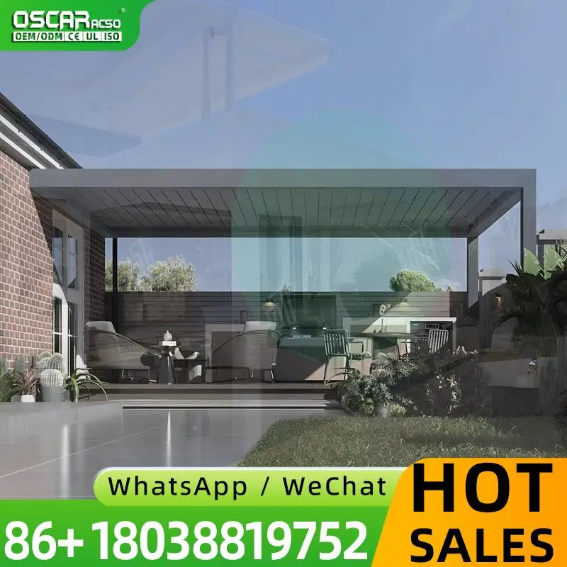 European Style Outdoor Aluminum Pergola Retractable Canopy Adjustable Louvered Roof Innovative Modern Multi Function Garden Pati