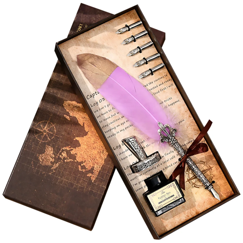 Vintage Dip Pen Calligraphy Set Smooth Writing Fountain Nib Retro Quill Ink Pen Gift Perfect for Drawing Writing