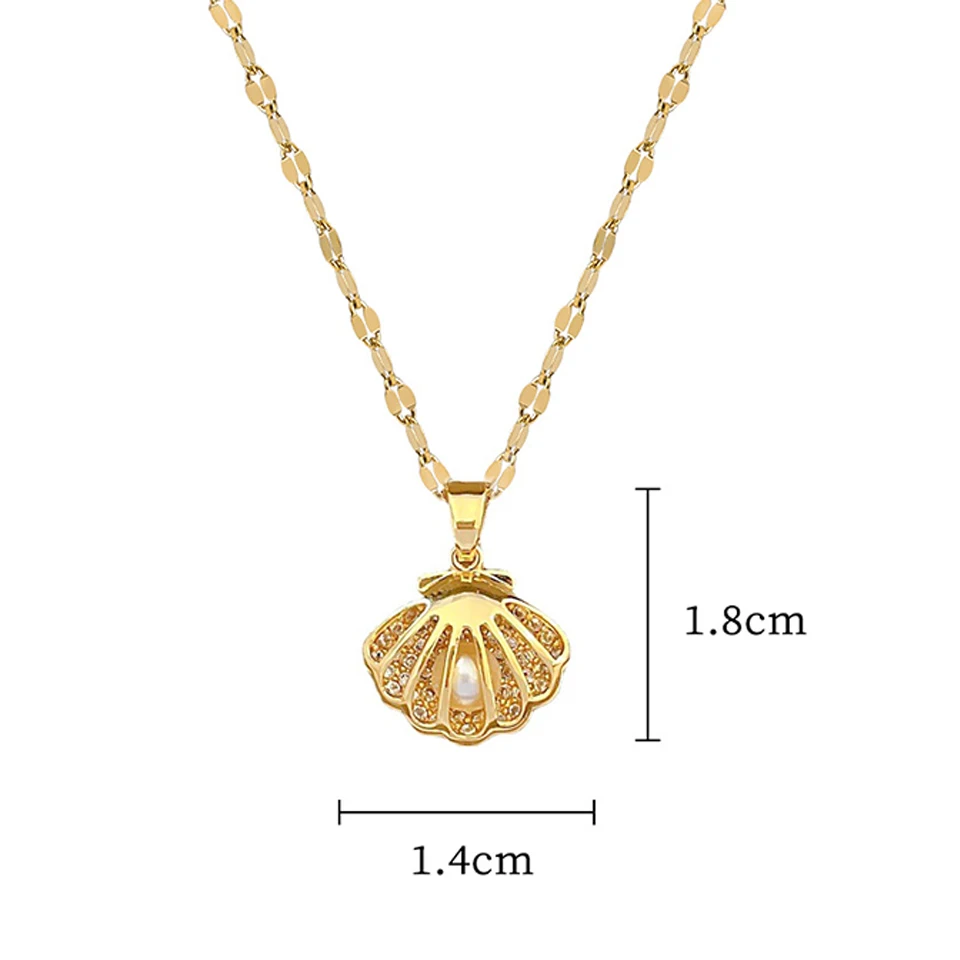 Yupsk Fashion Personalized Shell Starfish Pearl Necklace for Women  Versatile Shiny Zircon Engagement Wedding Party Jewelry image 6