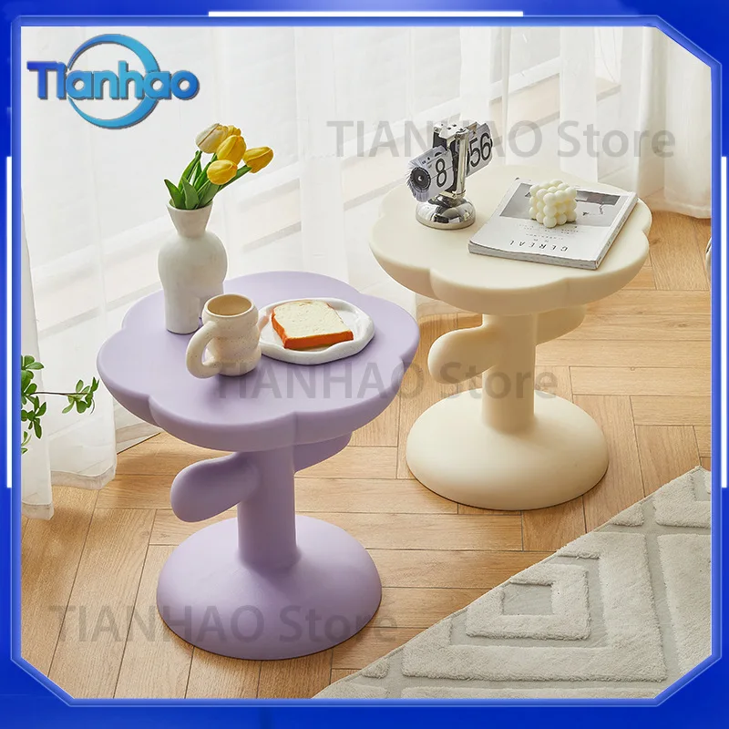 Creamy Style Mini Coffee Table for Small Spaces Portable Side Table for Sofa Living Room Minimalist Home Decor Creative