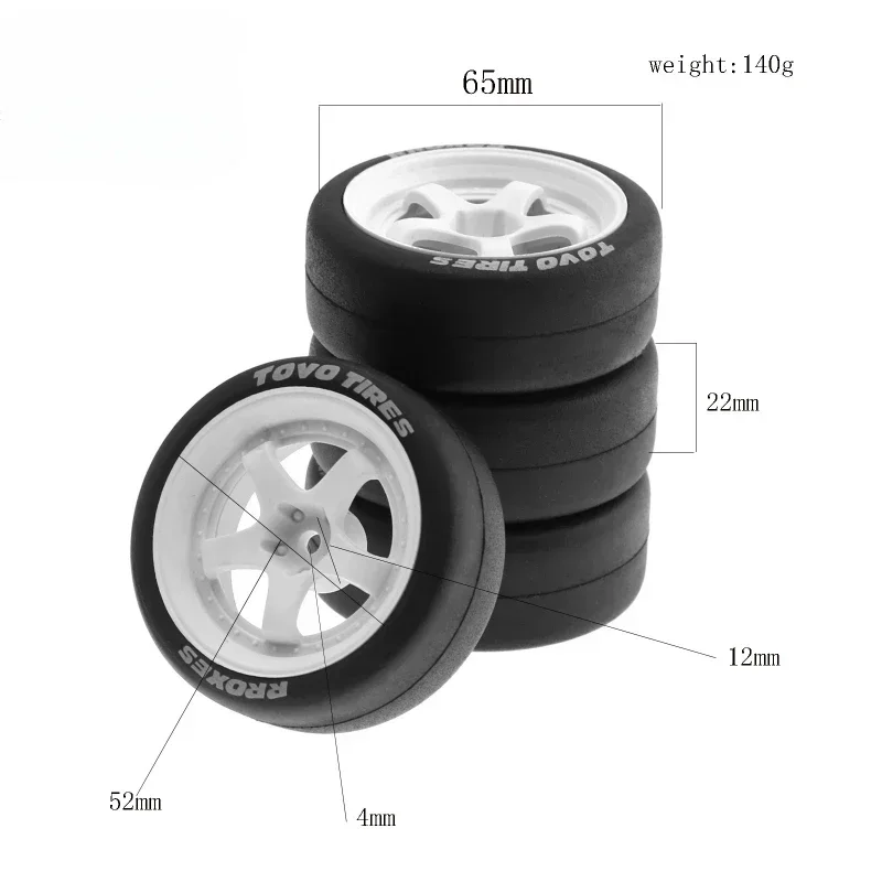 1/10 RC Rally Drift Tires 65mm On Road Racing Car Wheels Tyres for Tamiya TT01 TT02 XV01 XV02 PTG-2 HSP HPI Kyosho