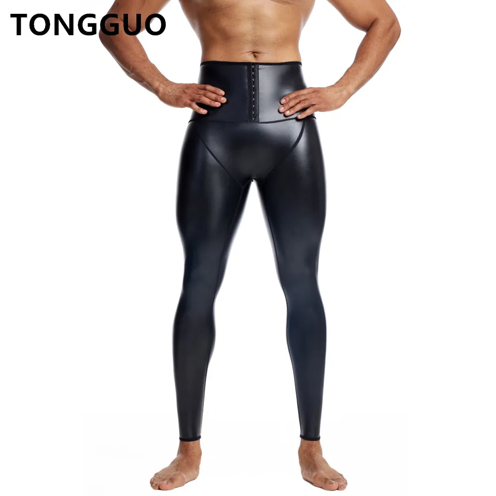 

Новый стиль, высокая талия, модные тонкие эластичные кожаные брюки для фитнеса, формирователь тела, тренажер для талии, компрессионные кожаные брюки с 3 крючками