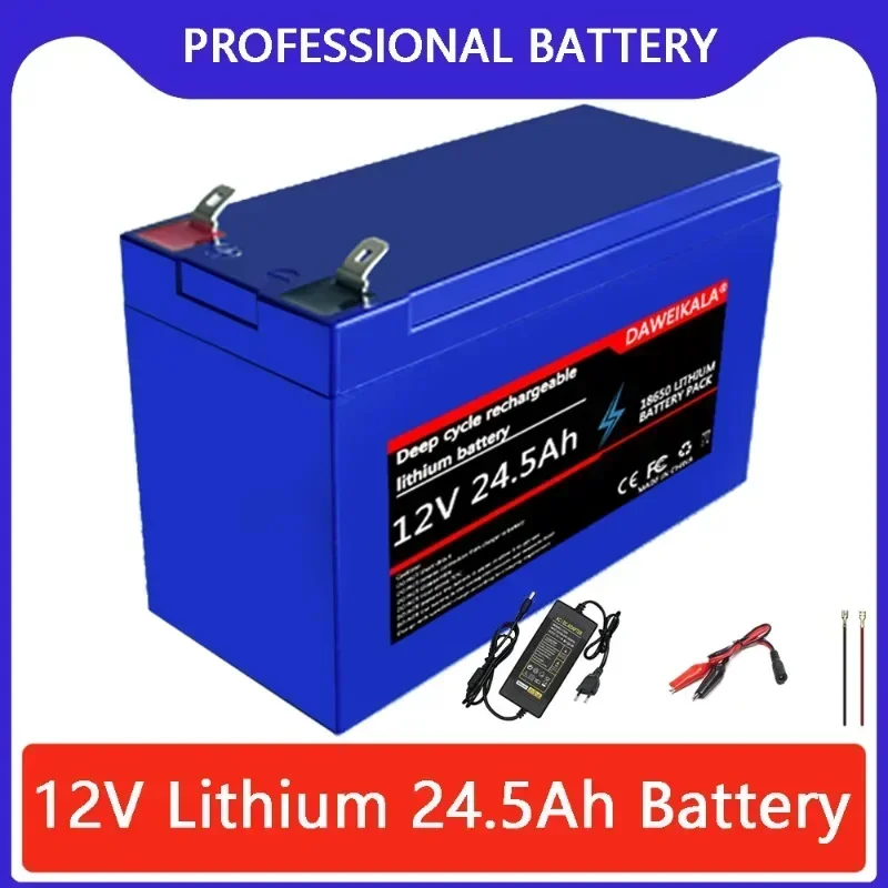 

Rechargeable Lithium 12V 24.5Ah Battery BMS Protection for Child's Electric Bike Camping LED Lighting Energy Storage
