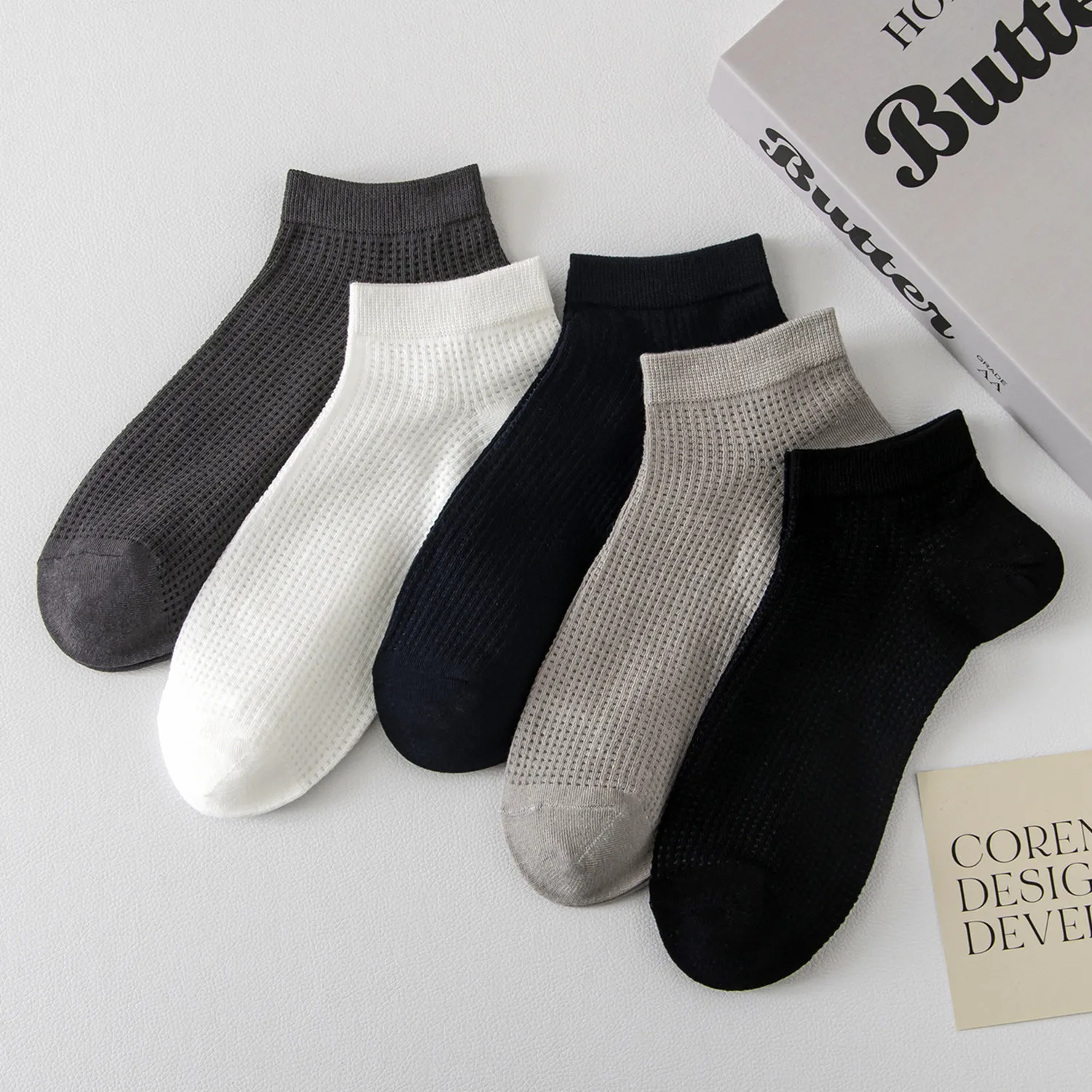 

Men's Socks Spring Summer Breathable Solid Color Cotton Sock Deodorant Boat Sock Fashion Lightweight Breathable Sweat Absorption