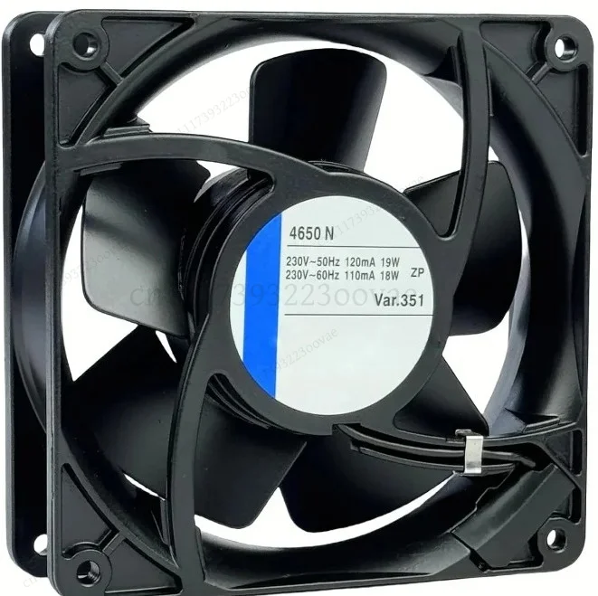 df 120x120x38mm 4650N AC 230V Cooling Fan 2Pin 0.12A 50/60Hz All Metal High Temp Resistant Axial Blower