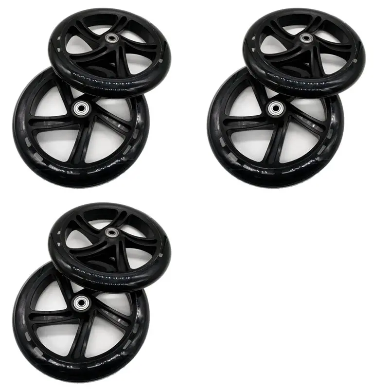 

Classy-6 Pieces Scooter Wheel 200 Mm PU Material Wheel Thickness 30 Mm ABEC-7 Bearing Scooter Accessories,Transparent Black