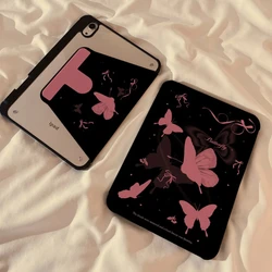 Protective Cover for 10.2 7th 8th 9th Gen IPad 10th Generation Case 2022 Pink Butterfly on Black Background Rotate Stand Cover