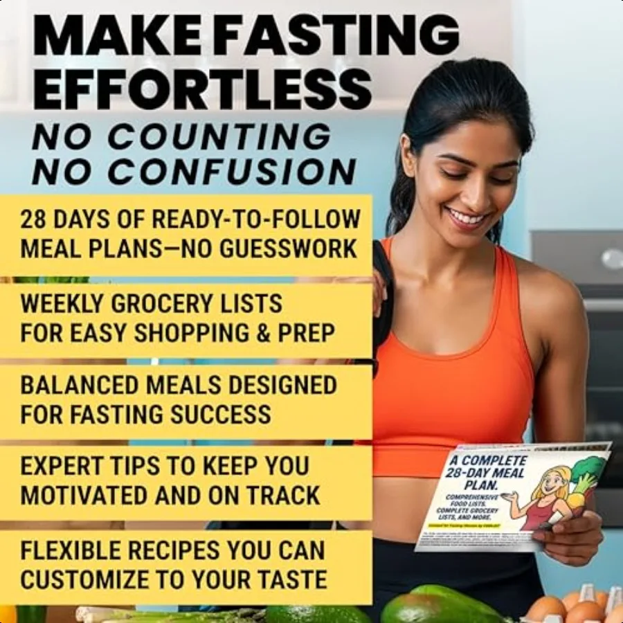 Intermittent Fasting for Women. 28 day Meal planner Chart Comprehensive Food List. Beginner's Guide for Weight Loss Hormones Ba