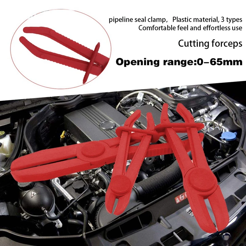 3PCS/Set Car Flexible Hose Clamps Pliers Kit Clamp Sealing Brake Fuel Line Cut Off Clamp Car Water Pipe Repair Fix Tools