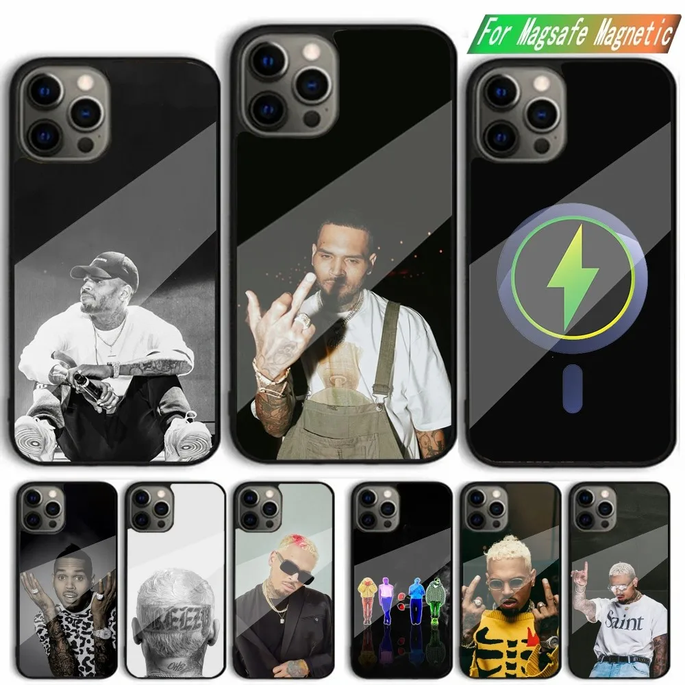 C-Chris B-Brown American Rapper Phone Case For iPhone 15,14,13,12,11,Plus,Pro,Max Mini Magsafe Magnetic Wireless Charging