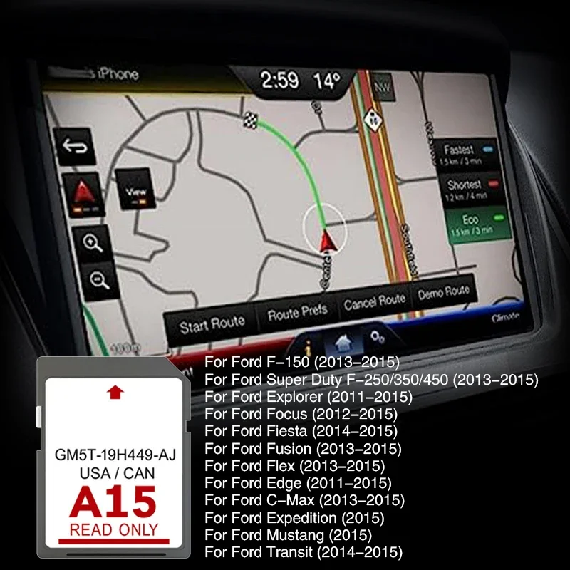 

North America Area Car SD Navigation Card A15 Cid Maps GPS Navigation for Ford Car Navi Accessories