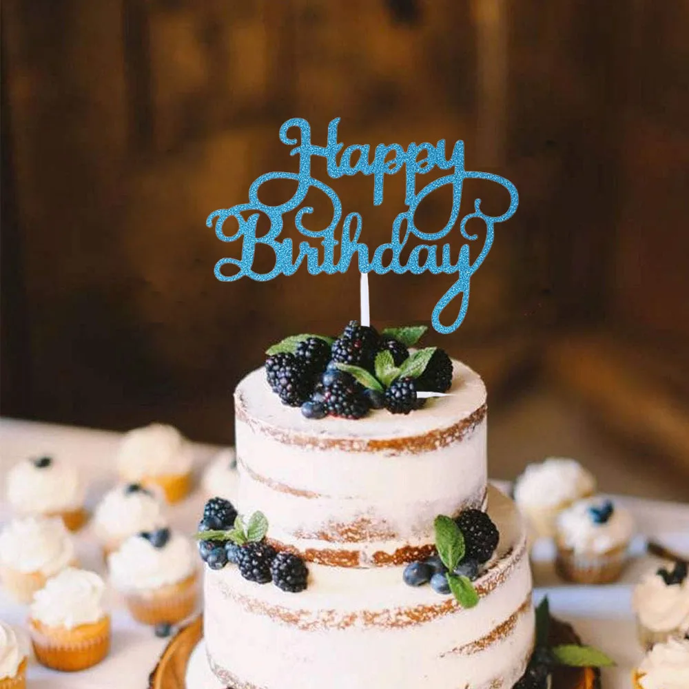 50 Stück 5 Farben alles Gute zum Geburtstag Kuchendeckel Glitzer Geburtstagstorte Topper Cupcake Topper Kuchendekorationen Partyzubehör – Detail 6